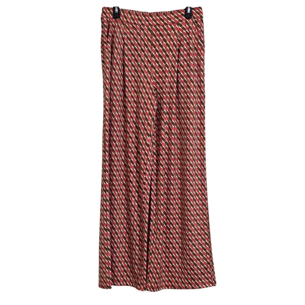 J. McLaughlin Pasha Pull On Pants Women's Medium Red Geometric Wide Leg